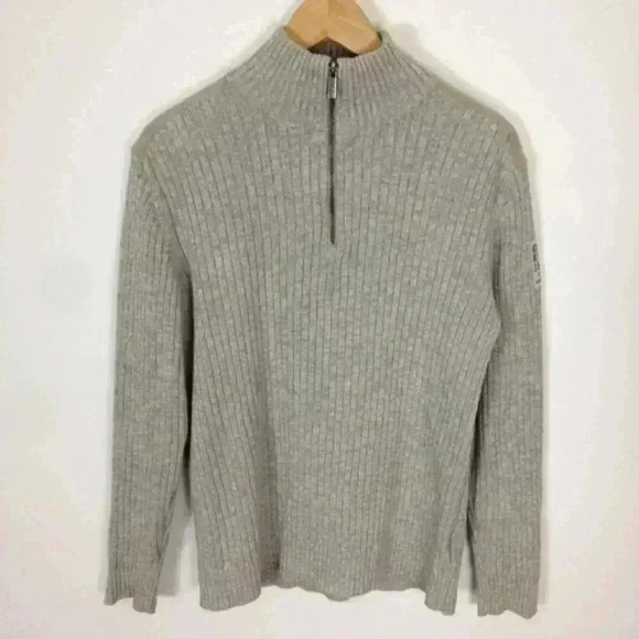 Calvin Klein 1/4 Zip Cotton Knit Gray S Sweater - Picture 2 of 7